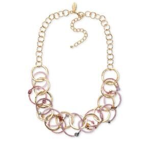 Style & Co Gold Purple Stone Beaded Link Statement Necklace NWT